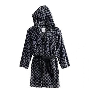 Cuddl duds race check hooded robe